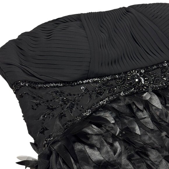 Sue Wong Strapless Cocktail Dress Sz 8 Black Beaded Formal Event Glam Feminine - Picture 10 of 16